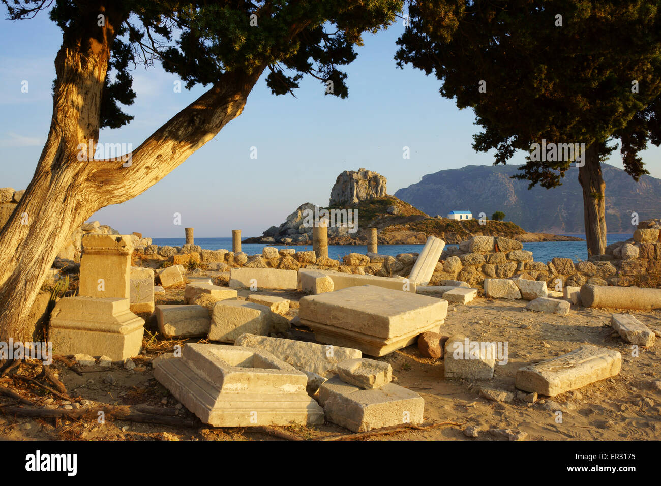 Ruines grecques de l'île d'Agios Stefanos à Kastri, île de Kos, Grèce Banque D'Images