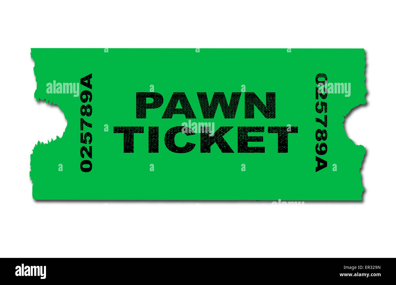 Un ticket de pion vert sur un fond blanc Banque D'Images