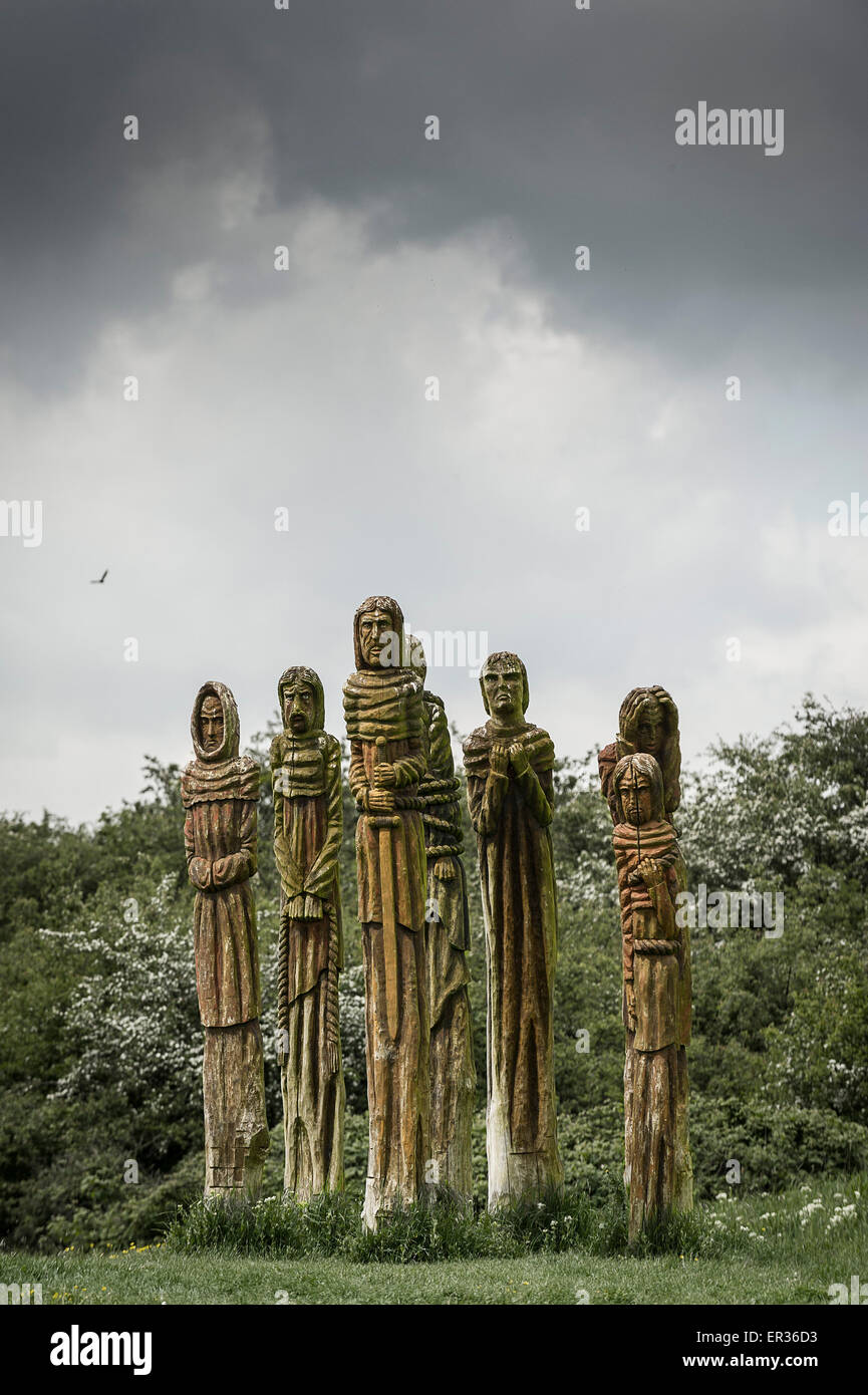 La sculpture « après la révolte » de l'artiste Robert Koening se déroule dans le parc Wat Tyler à Basildon, Essex. Banque D'Images