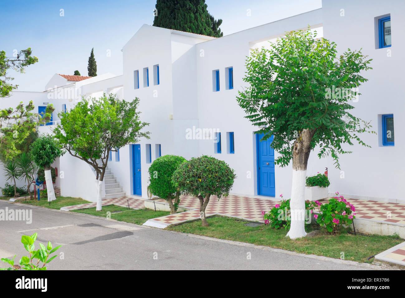 Village de vacances dans l'île de Lefkada, Grèce Banque D'Images