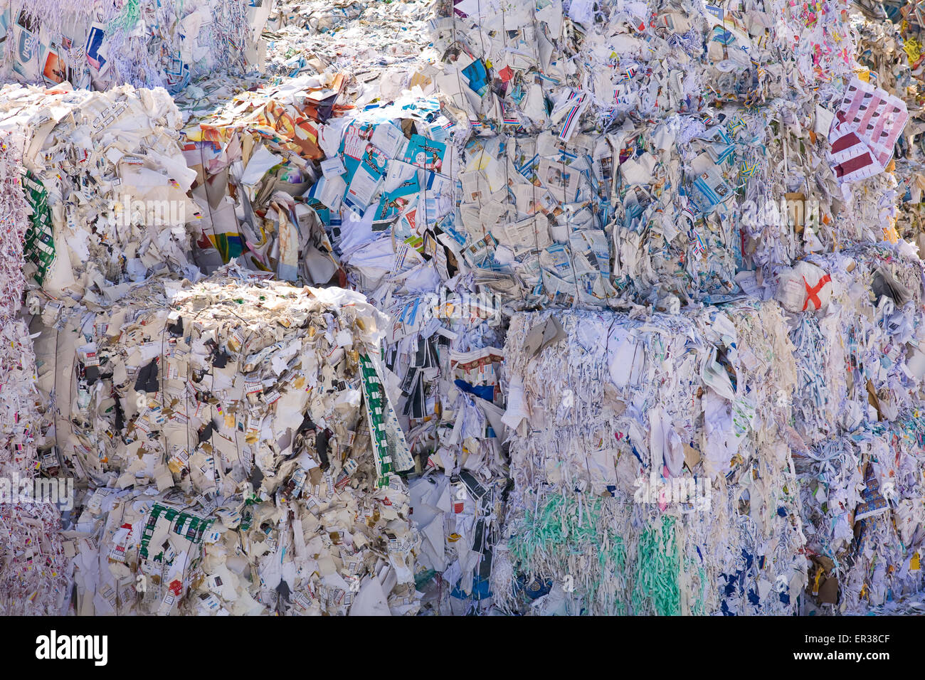 L'Europe, l'Allemagne, la Ruhr, Dortmund, chargement du papier de récupération à une entreprise de recyclage de papier dans le port de Dortmund, balles de Banque D'Images