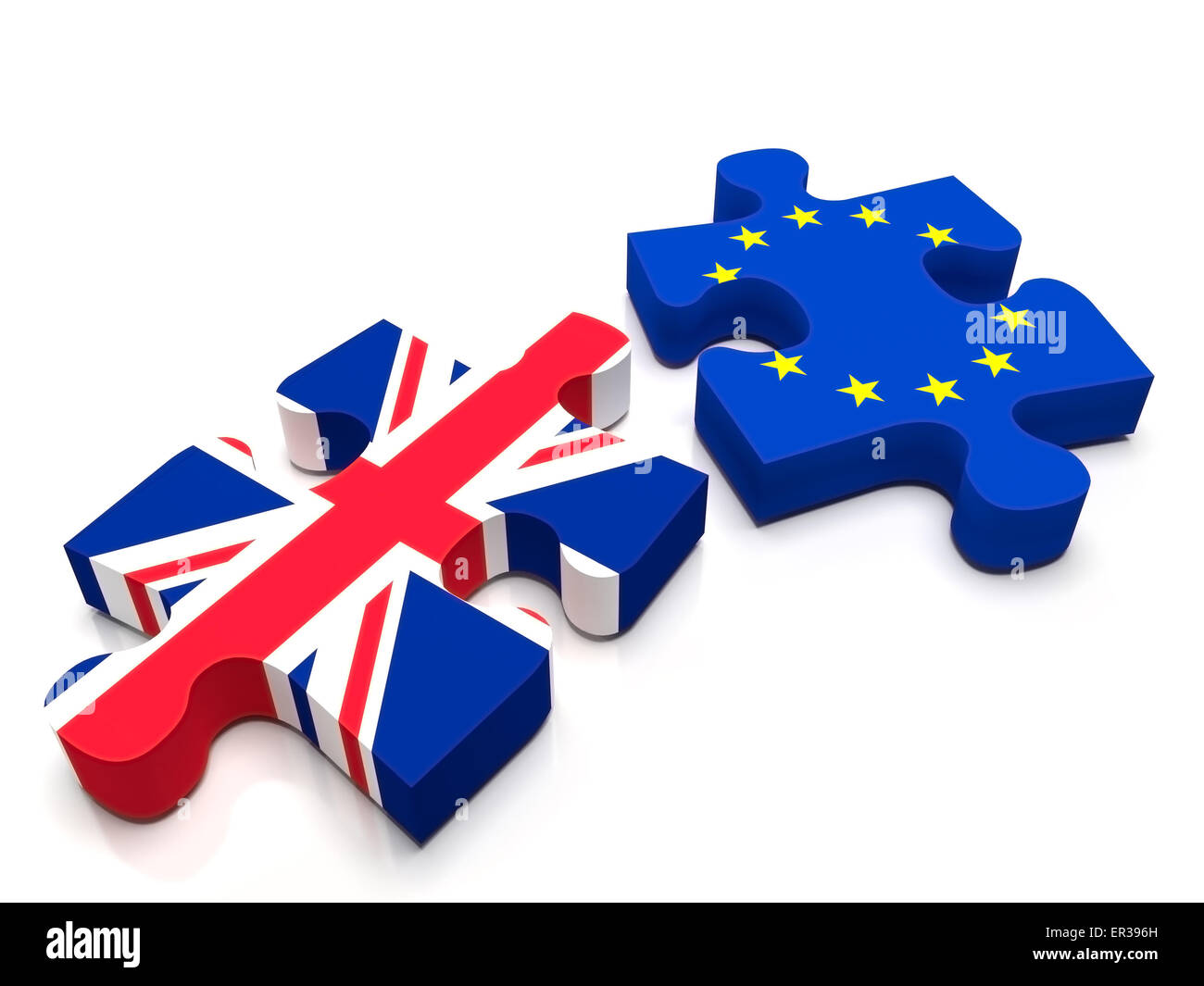 2 pièces de puzzle : l'un contenant le drapeau britannique et l'autre l'Union européenne / drapeau de l'UE. L'Europe est UK laissant à l'BREXI Banque D'Images