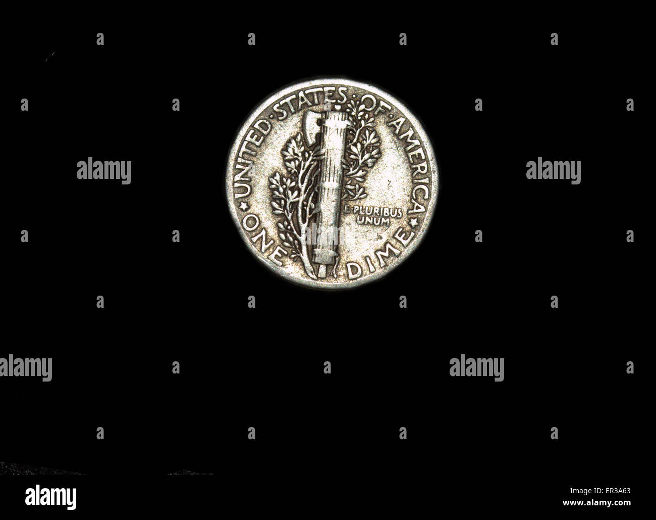 Face arrière de dix cents Dime de mercure Banque D'Images