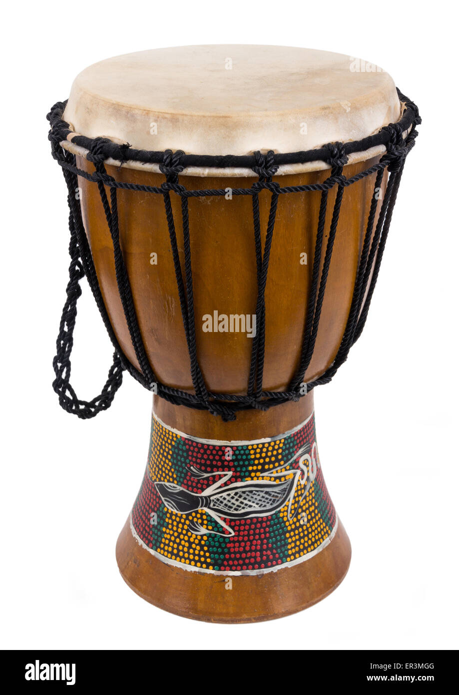 Djembe africain isolé sur fond blanc Banque D'Images