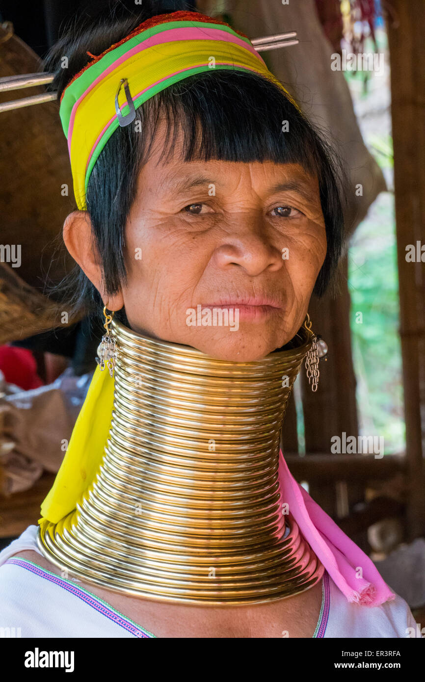 Long cou Femme, long cou, Karen de la tribu des Karen, Chiang Rai, Thaïlande,  Asie Photo Stock - Alamy