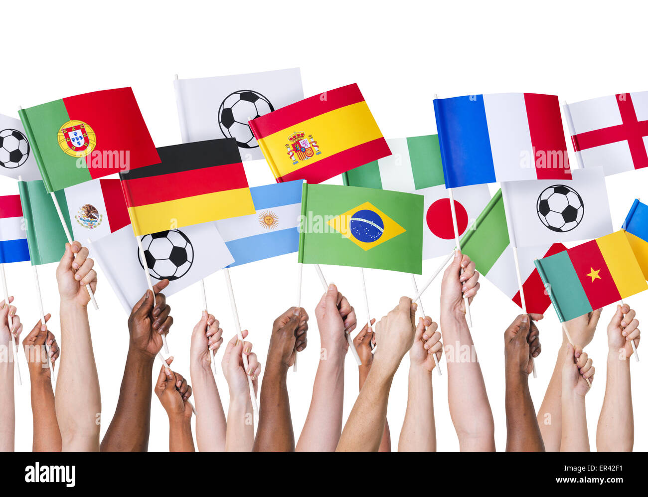 Drapeaux de football Banque D'Images