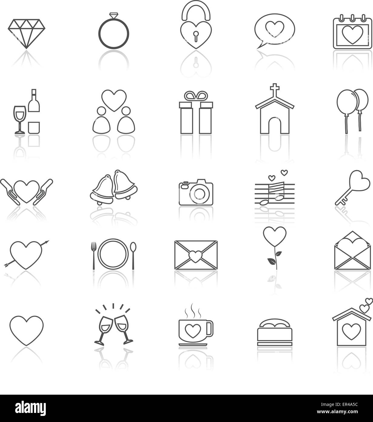 La ligne de mariage avec icônes reflètent sur blanc, stock vector Illustration de Vecteur