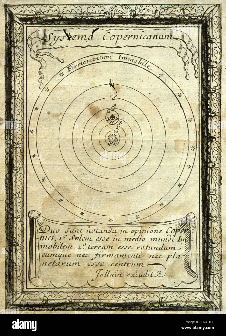 Nicolas Copernic (1473-1543). Mathématicien et astronome de la Renaissance. Orbes célestes. La gravure française, 1667. Banque D'Images