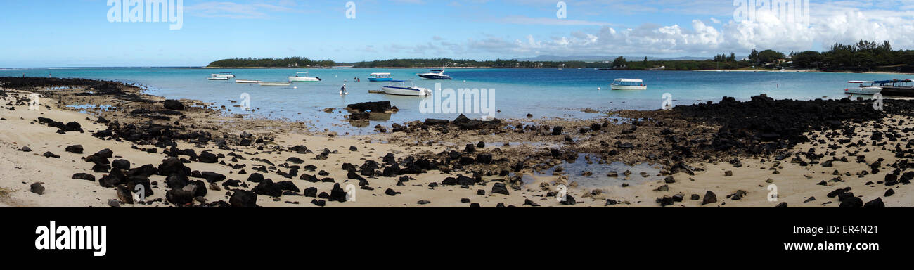 Blue Lagoon Bay Marine Park, l'Île Maurice, Panprama Banque D'Images