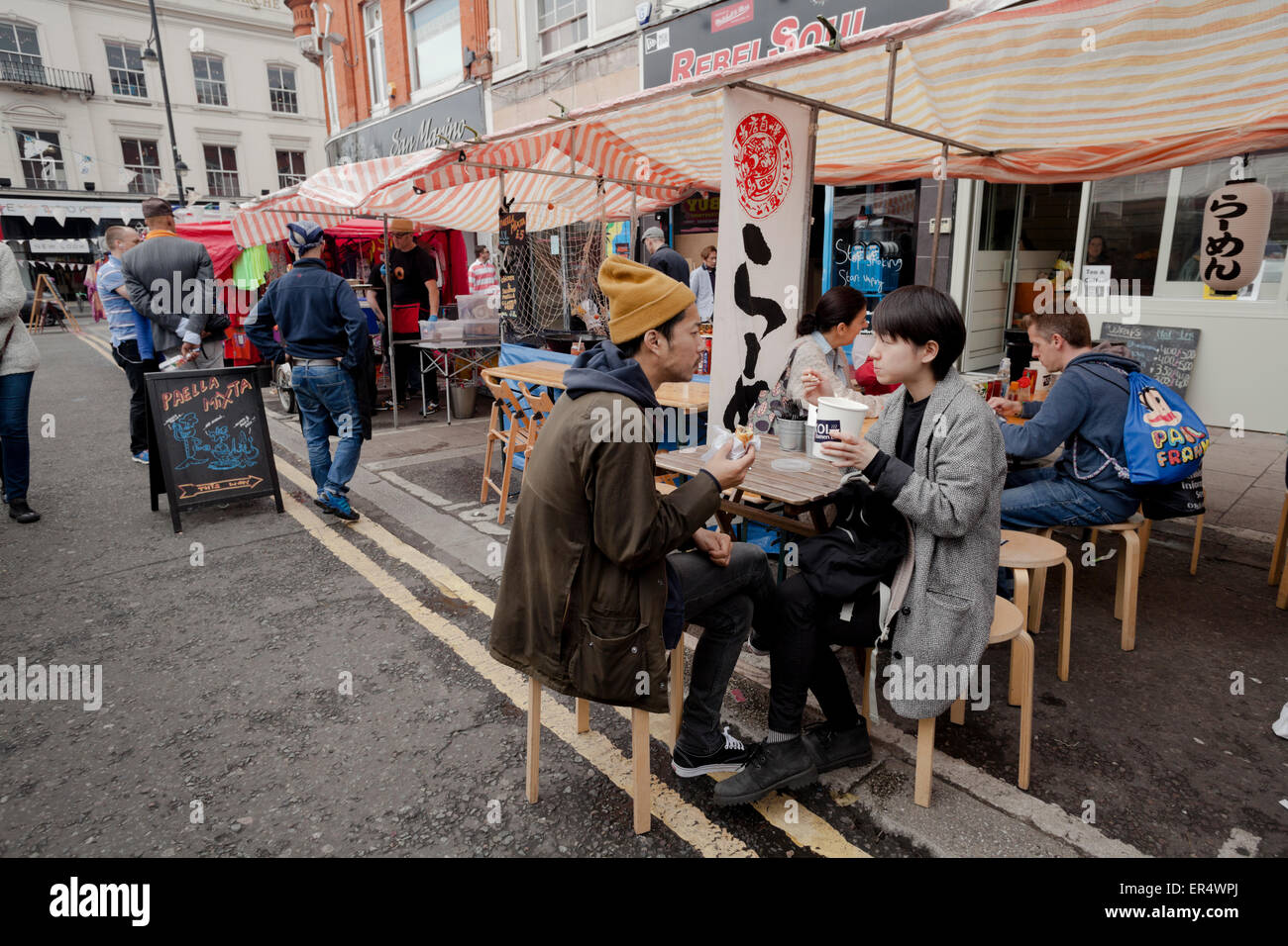Cafe à Brixton Market Banque D'Images