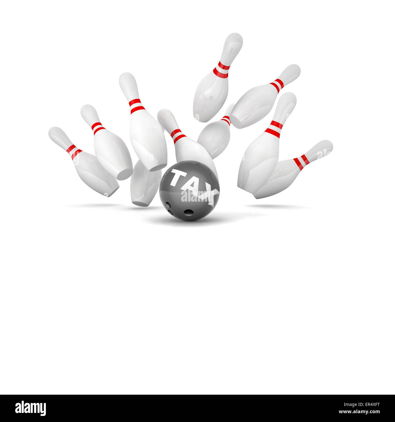 Bowling quille et arrière-plan du texte d'impôt Banque D'Images