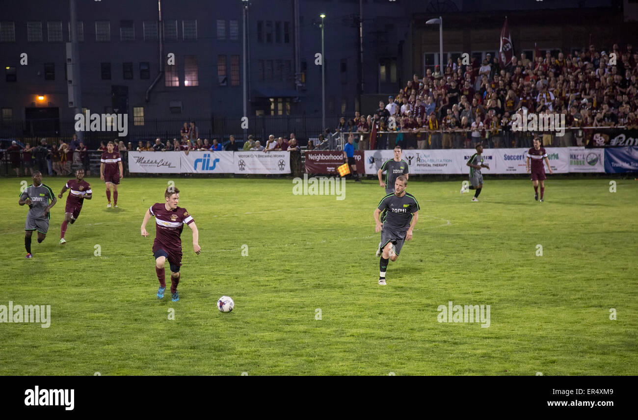 Detroit, Michigan - Le Detroit City FC joue un match amical contre le Muskegon lève-tôt. Banque D'Images