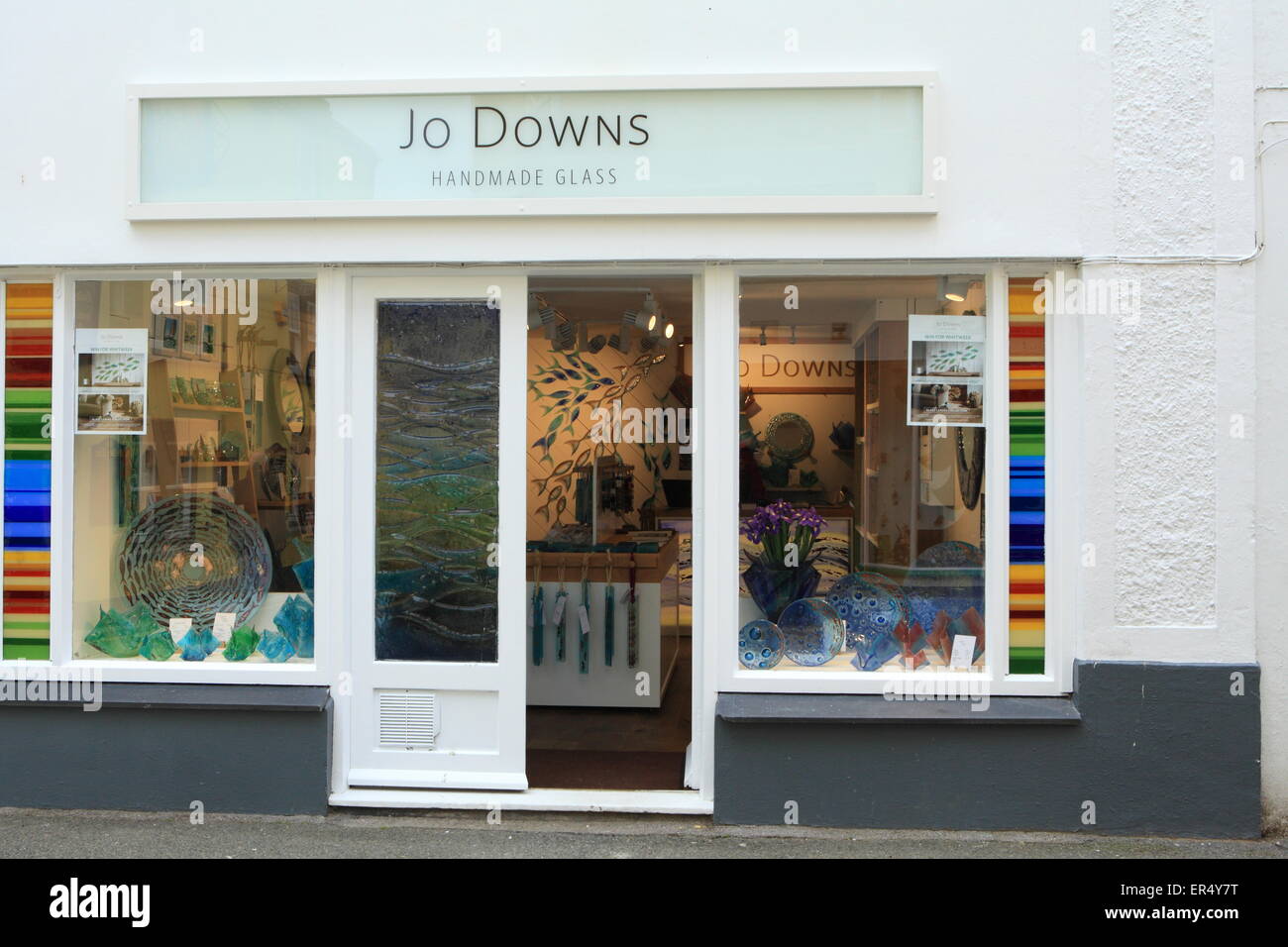 Jo Downs magasin de verre, Padstow, North Cornwall, England, UK Banque D'Images