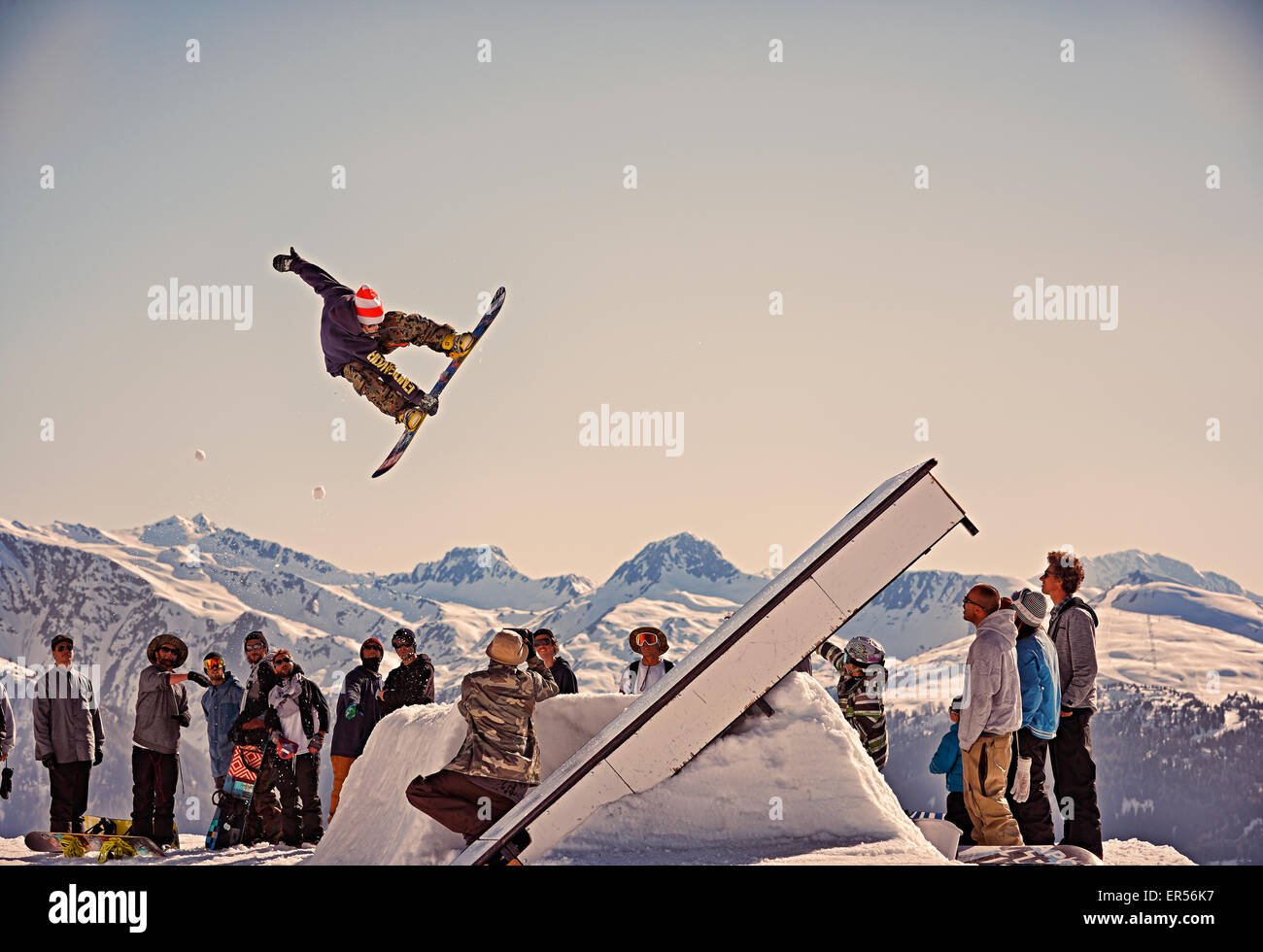 James Phillips Snowboarder à John Doe Cas Les Arcs Banque D'Images