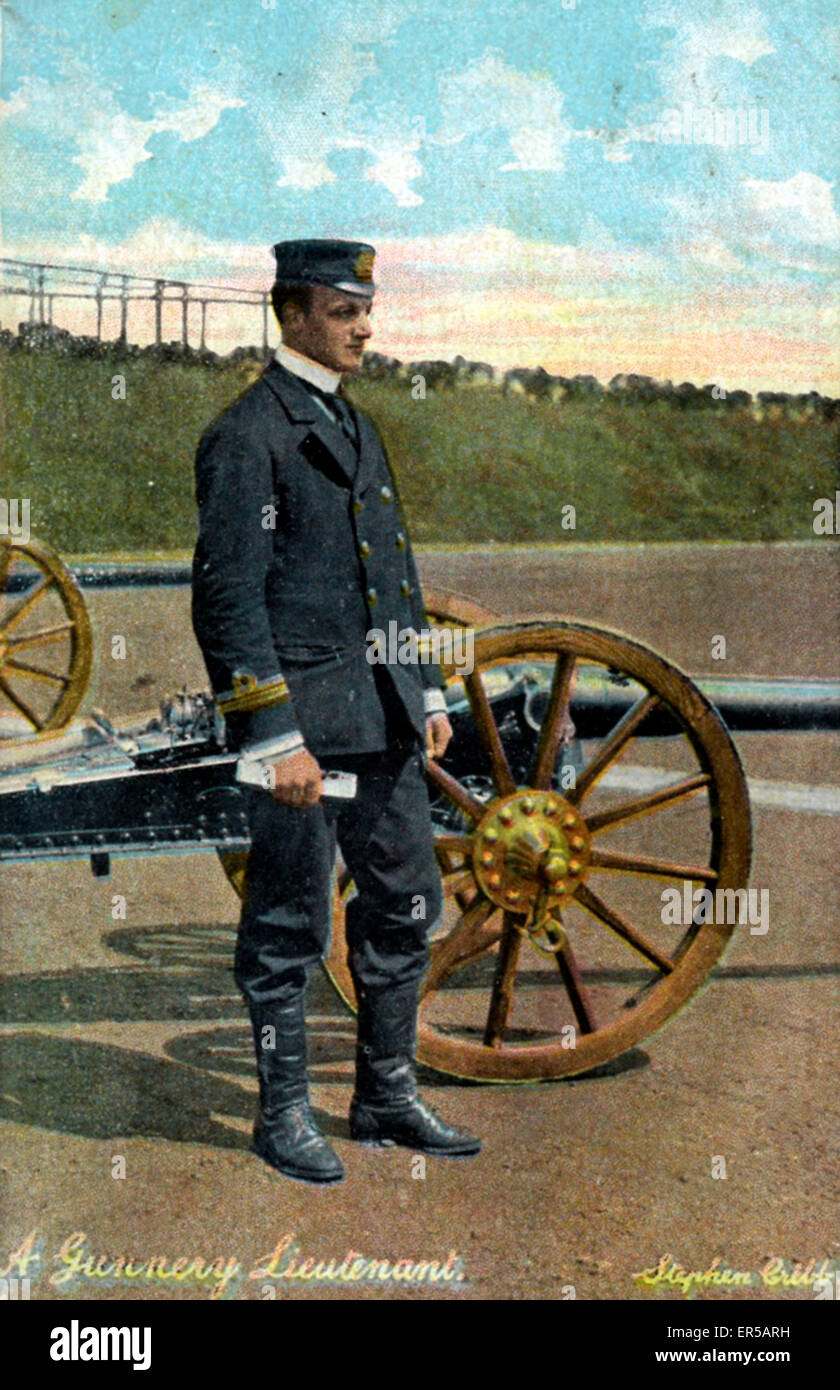 Lieutenant Guernesey avec Cannon, îles Anglo-Normandes Banque D'Images