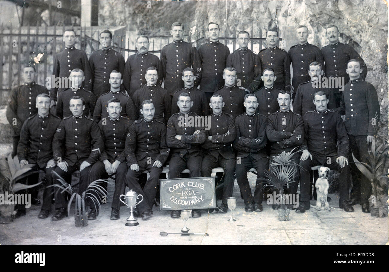 - 55 Royal Garrison Artillery Company - Club de Cork, en Angleterre. 1908/9 Banque D'Images