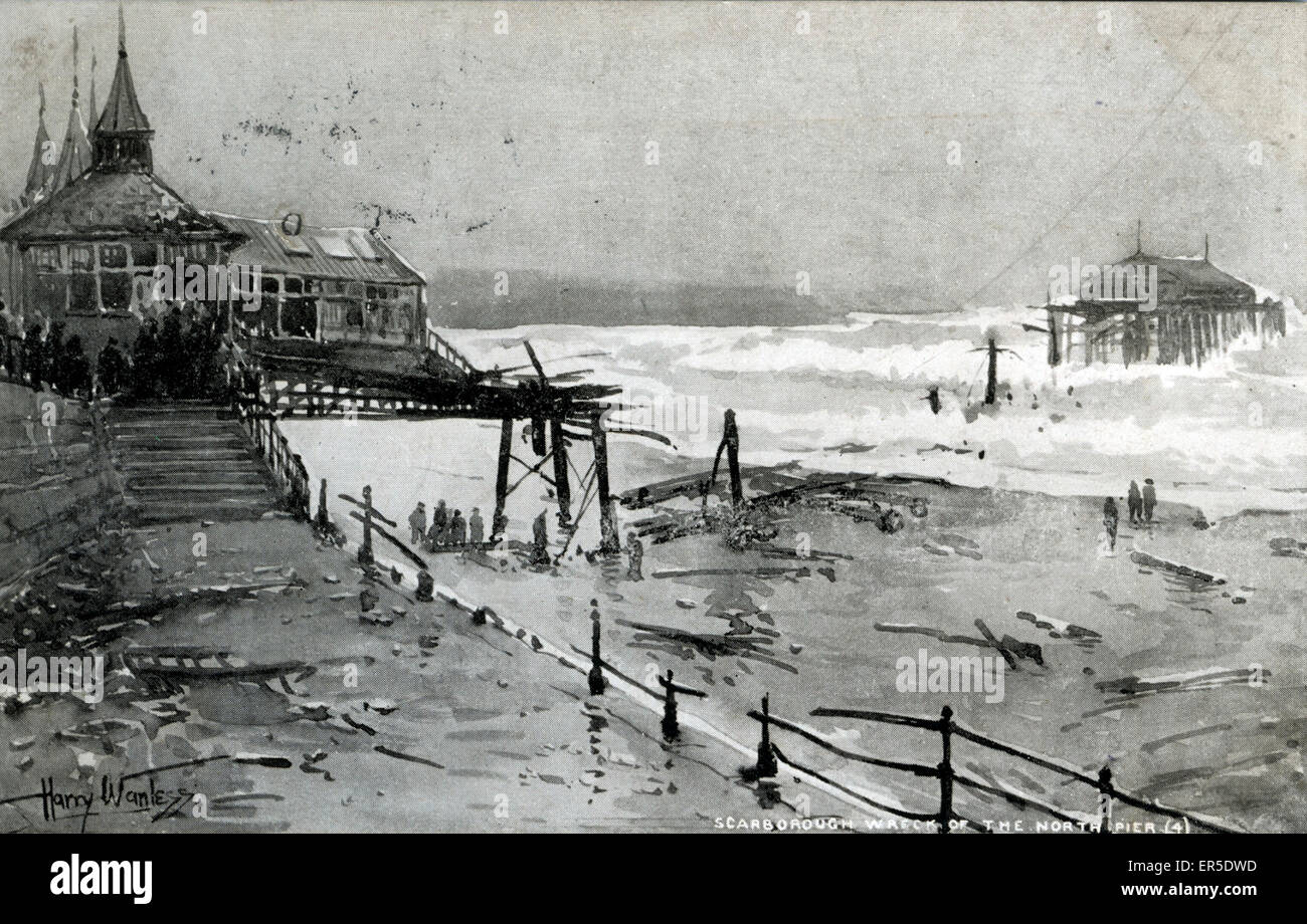 Épave du North Pier, Scarborough, Yorkshire Banque D'Images