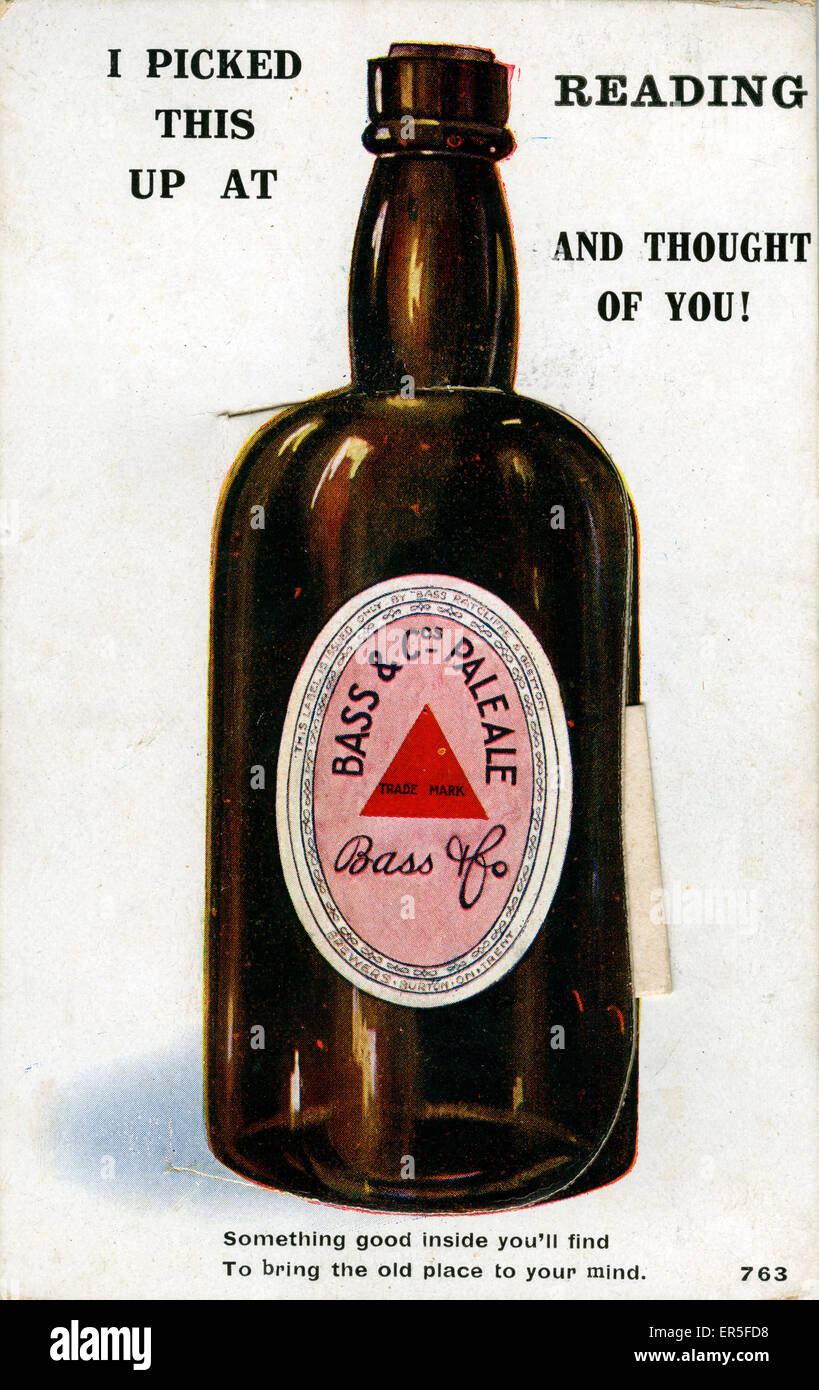 Bass & Co Brewery Novelty Card, Reading, Berkshire Banque D'Images