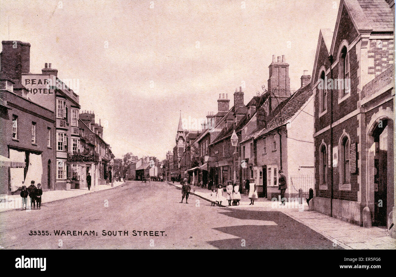 South Street, Wareham, près de Northport, Dorset, Angleterre. Années 1910 Banque D'Images