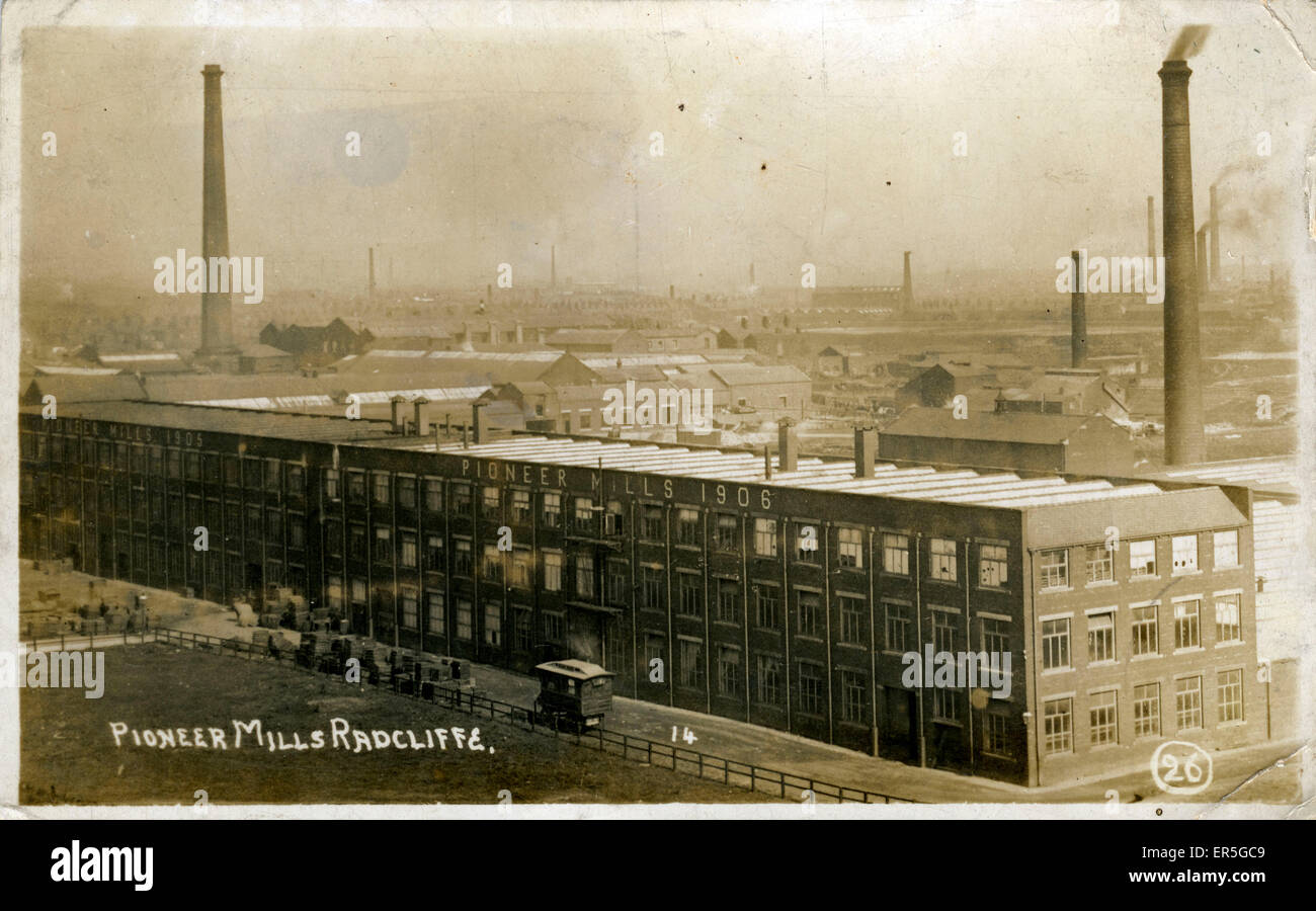 Pioneer Mills, Radcliffe, Manchester, près de Bury, Lancashire, Angleterre. 1915 Banque D'Images