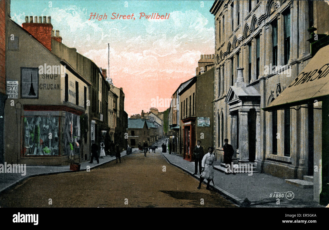 High Street, Pwllheli, Caernarvonshire Banque D'Images