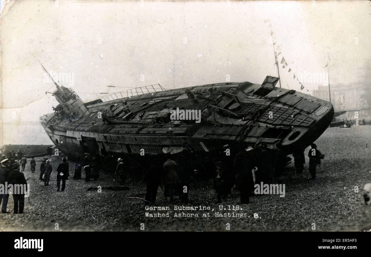 WW1 sous-marin allemand - U-Boat U118, Hastings, Sussex Banque D'Images