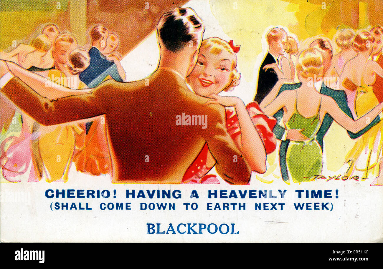 Bamforth Comic Postcard, Blackpool, Lancashire, Angleterre. Taylor 1937 Banque D'Images