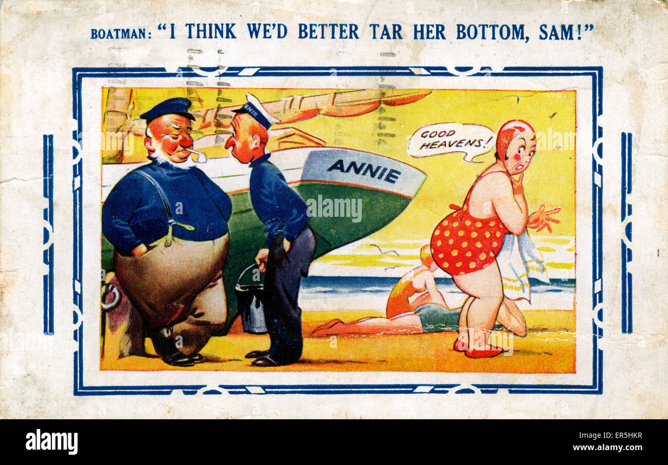 Bamforth Comic Postcard, Angleterre. 1938 Banque D'Images