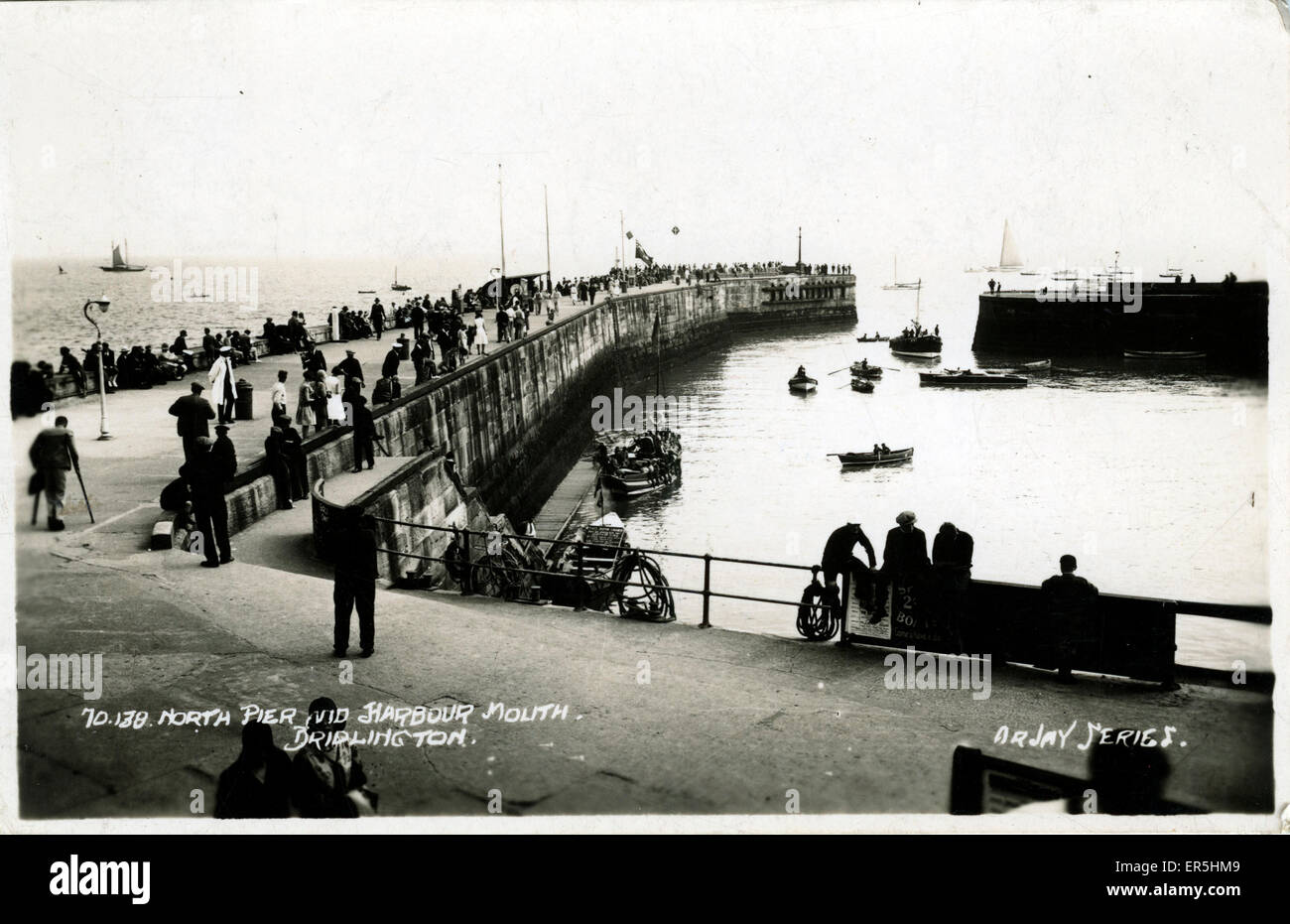North Pier & Harbor Mouth, Bridlington, Yorkshire Banque D'Images