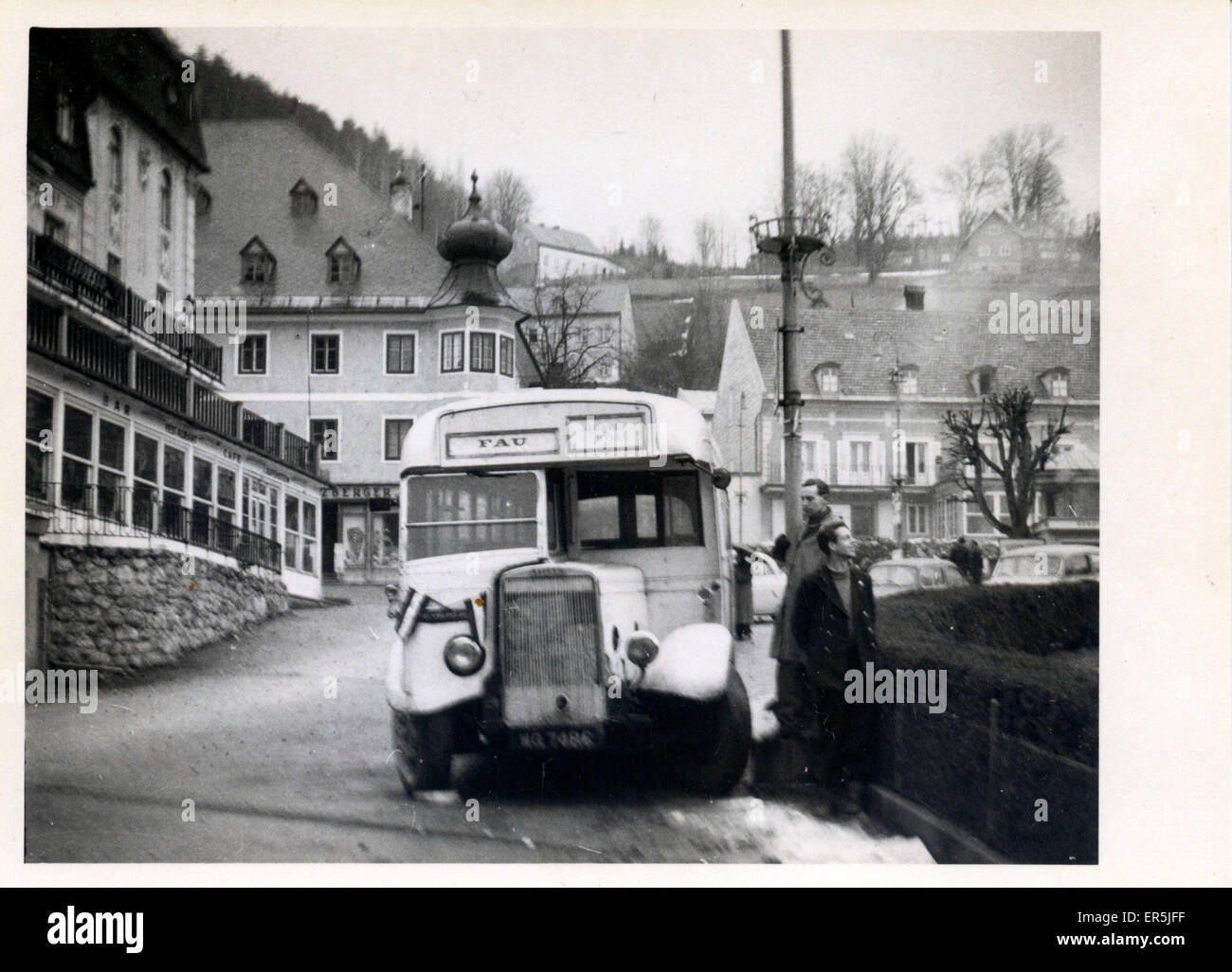 Friends Ambulance Unit (FAU) Vintage Leyland bus, Mariazell Banque D'Images