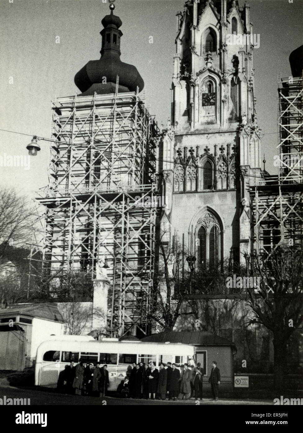 Friends Ambulance Unit (FAU) Vintage Leyland bus, Mariazell Banque D'Images