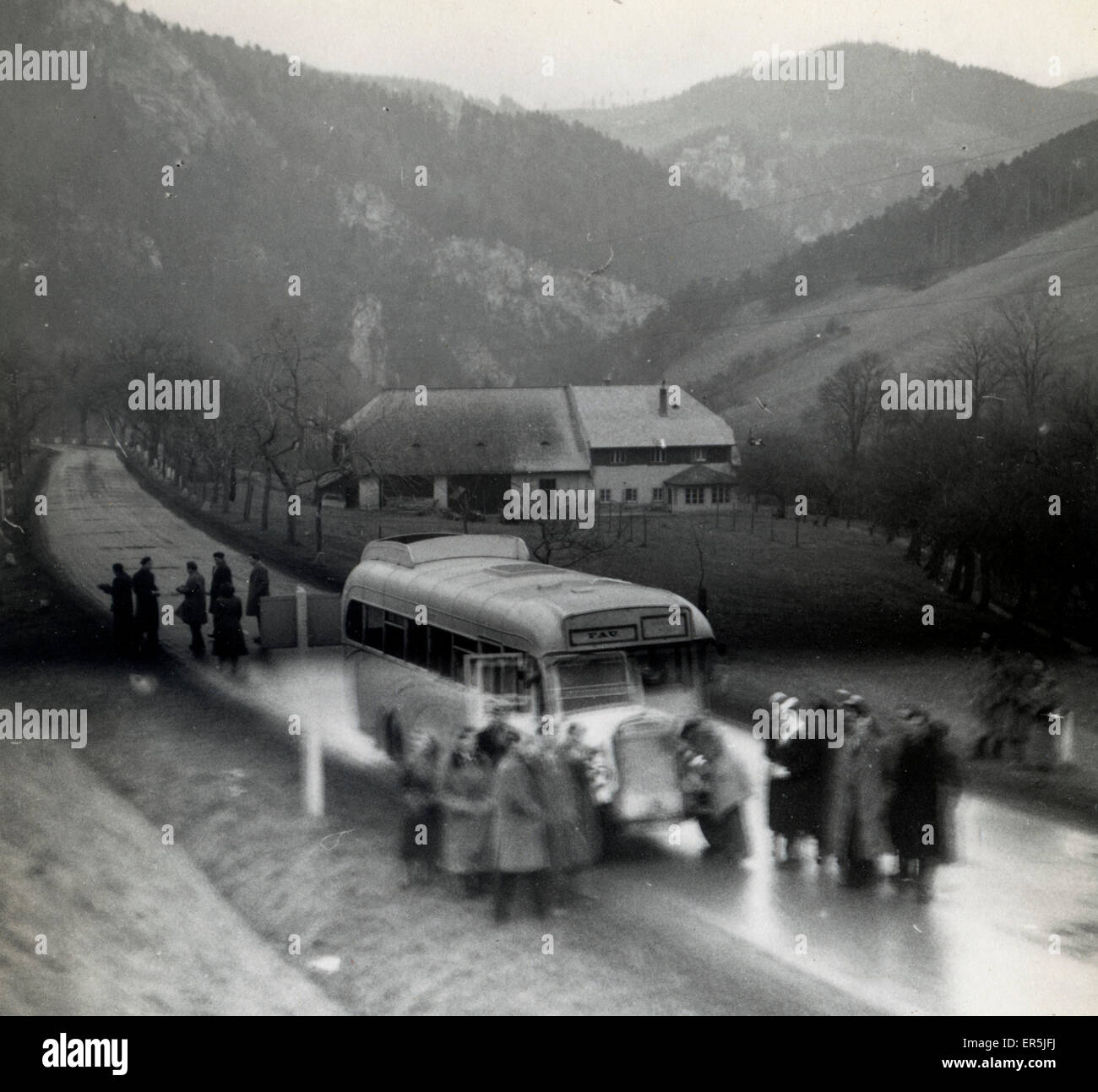 Friends Ambulance Unit (FAU) Vintage Leyland bus, Semmering Banque D'Images