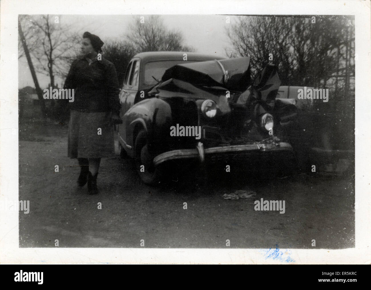 Accident de voiture classique d'Austin, Angleterre Banque D'Images