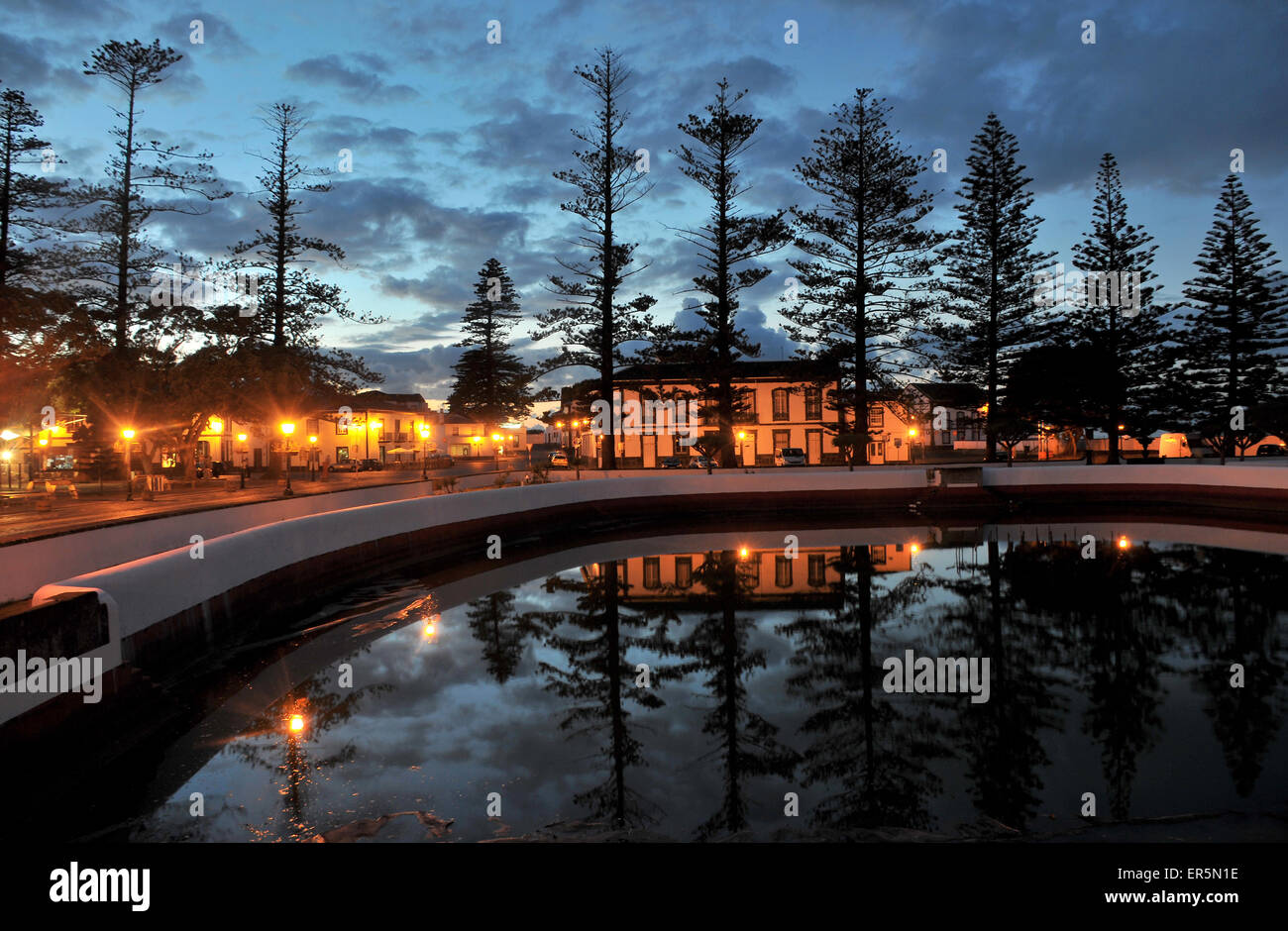 Dans la nuit de Santa Cruz, l'île de Graciosa, Açores, Portugal Banque D'Images