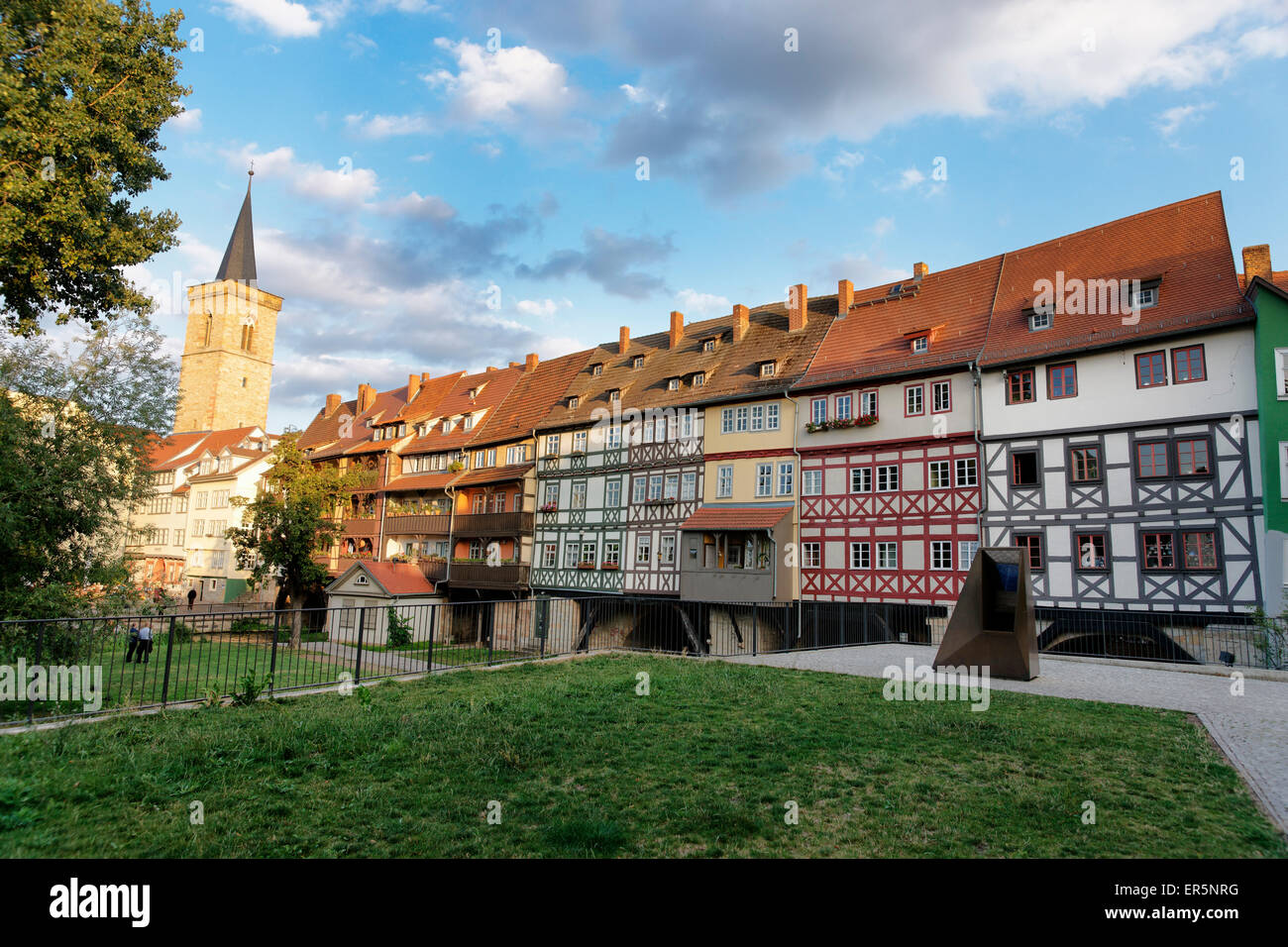 Kraemerbruecke avec maisons à colombage, Erfurt, Thuringe, Allemagne Banque D'Images