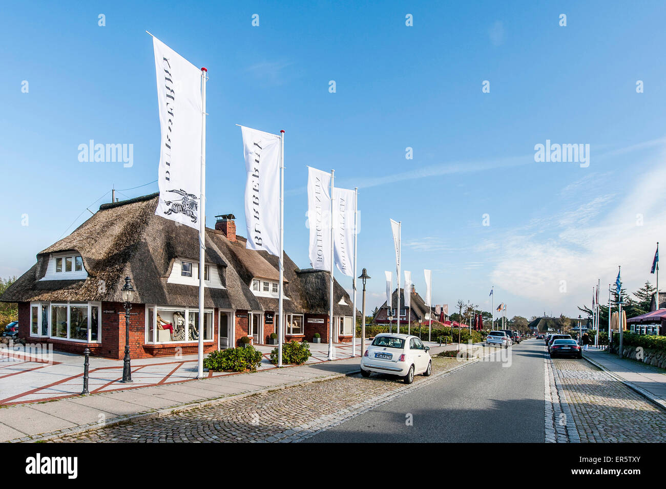Maisons aux toits de chaume, Kampen, Sylt, Schleswig-Holstein, Allemagne Banque D'Images