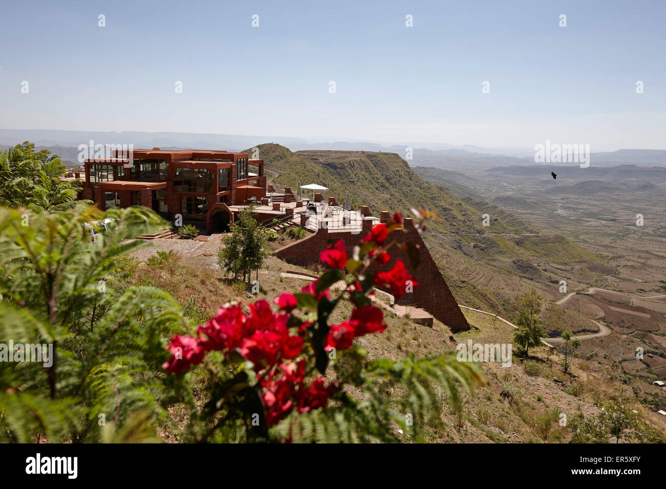 Hôtel à la montagne, Lalibela, région d'Amhara, en Éthiopie Banque D'Images