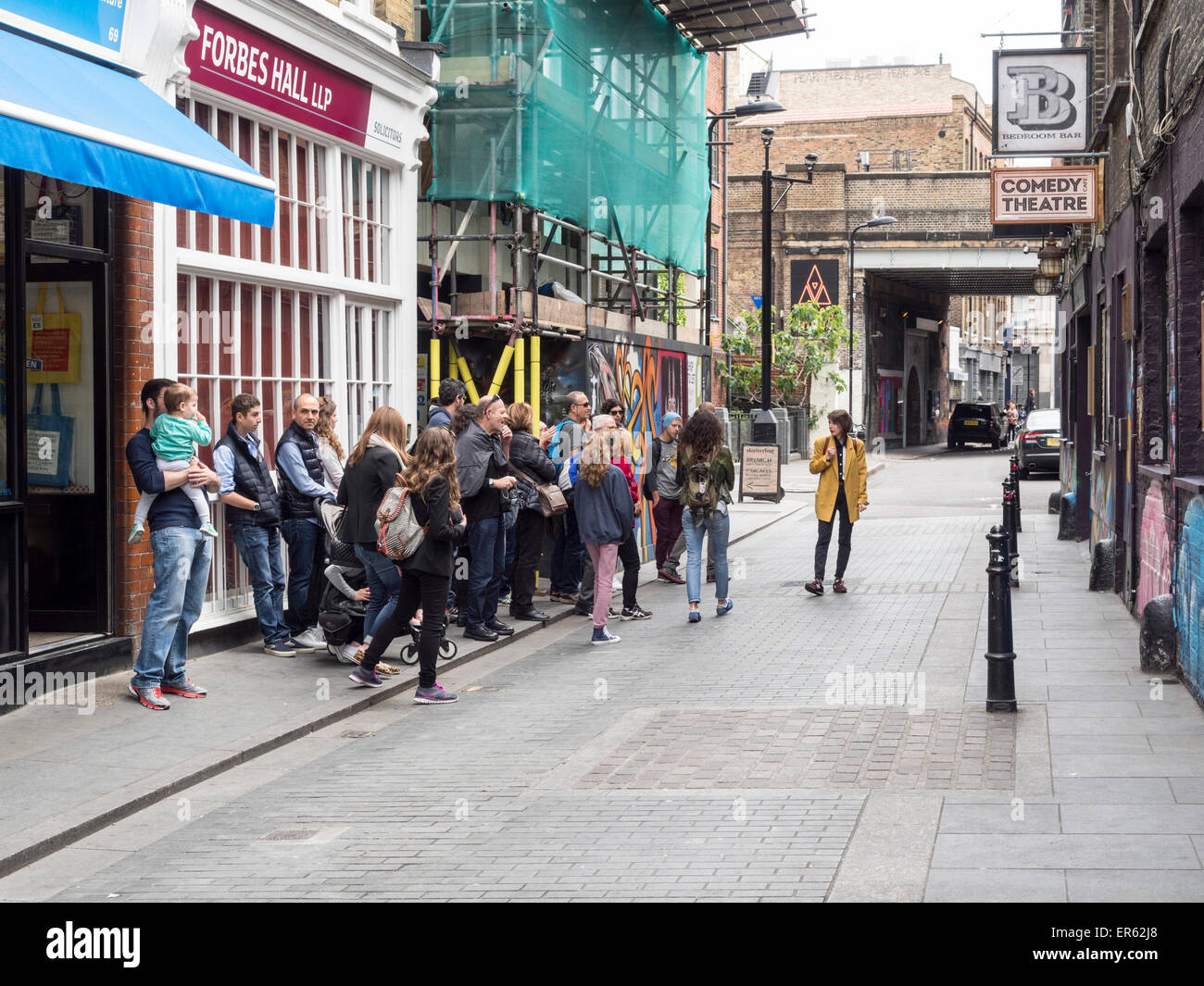 Street art tour à Rivington Street, Londres Banque D'Images