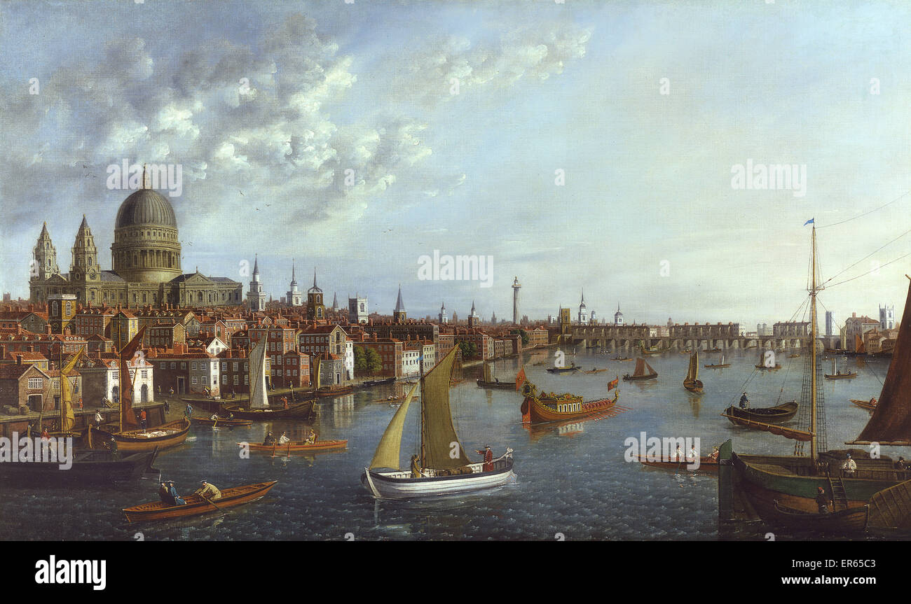 Une vue sur la Tamise, par William James Banque D'Images