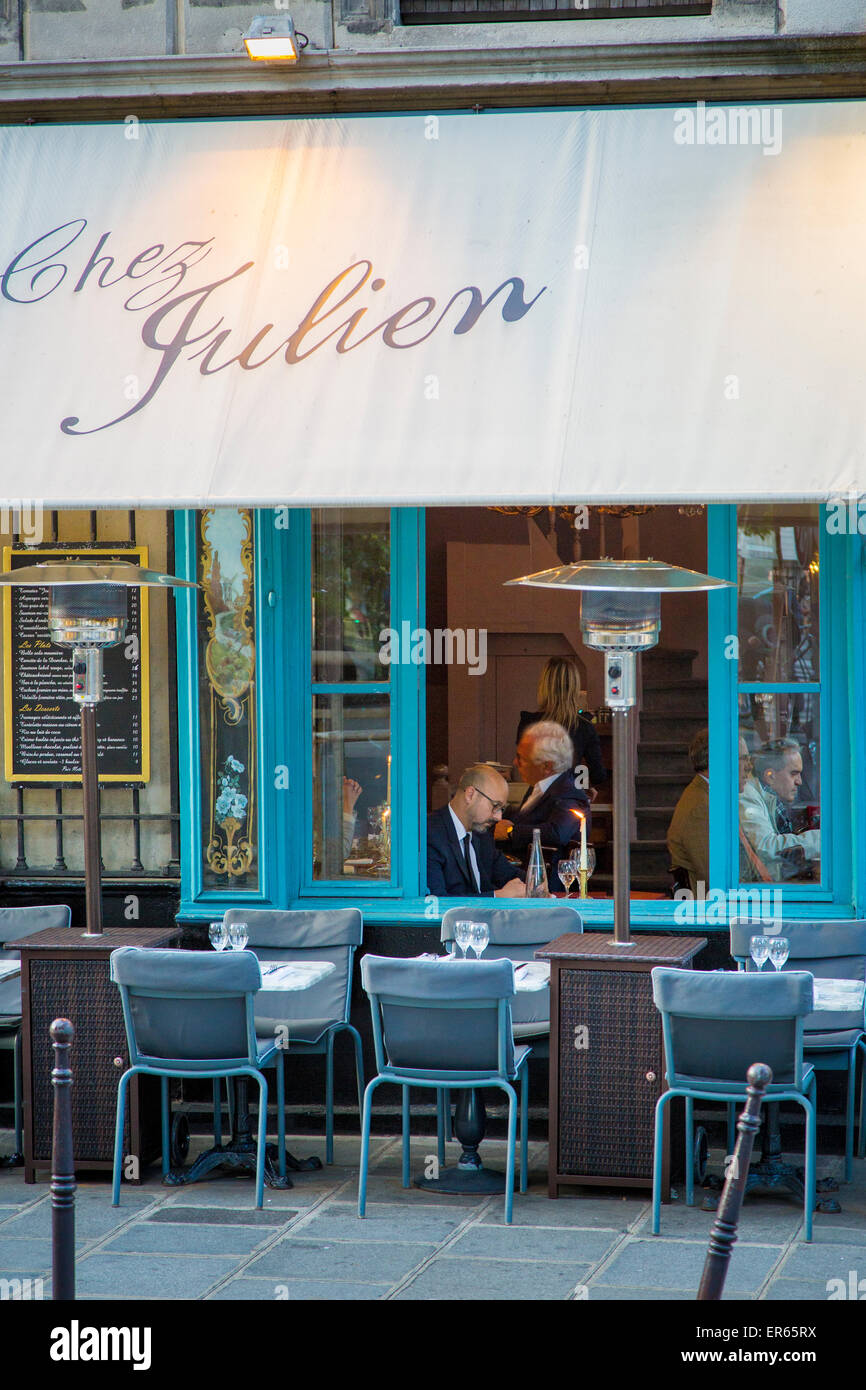 Au soir chez Julien dans les Marais, Paris, France Banque D'Images