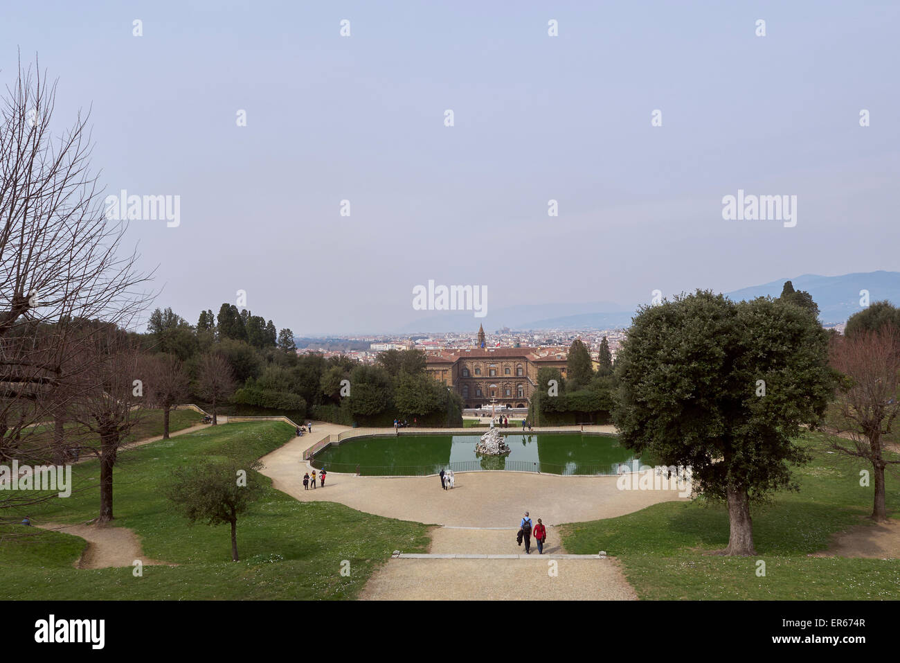 Jardins de Boboli, à Florence Italie lac Banque D'Images