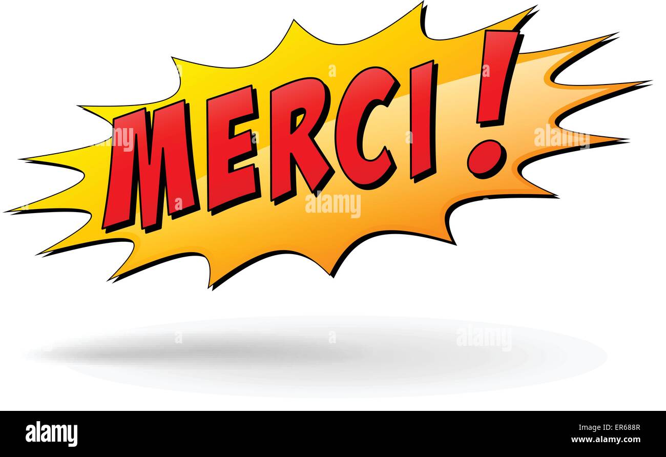 La traduction française vous remercie pour l'icône de l'étoile jaune Illustration de Vecteur