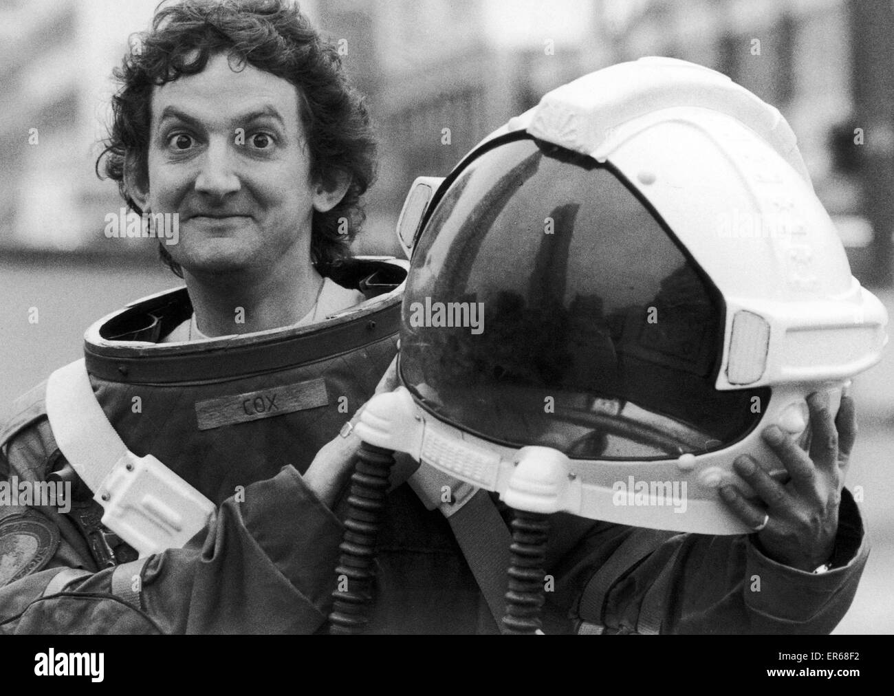 Chris Phipps, Radio WM Disc Jockey, 11 août 1982. Avec couleur de l'Outreterre, film qui sera mis aux enchères au profit de l'Birmingham Royal Institute for the Blind's appel spécial pour la reine Alexandra College. Banque D'Images