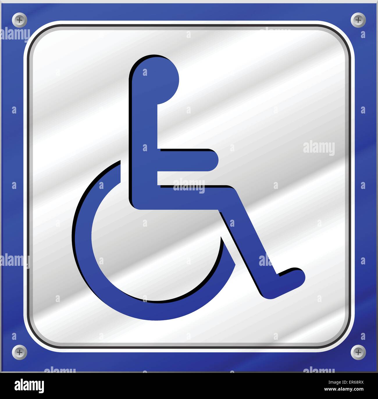 Vector illustration de chrome en fauteuil roulant et panneau bleu metal concept Illustration de Vecteur
