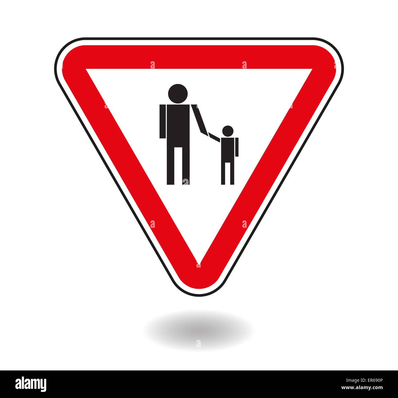 Triangle rouge. L'homme signe avec enfant. Vector illustration Banque D'Images