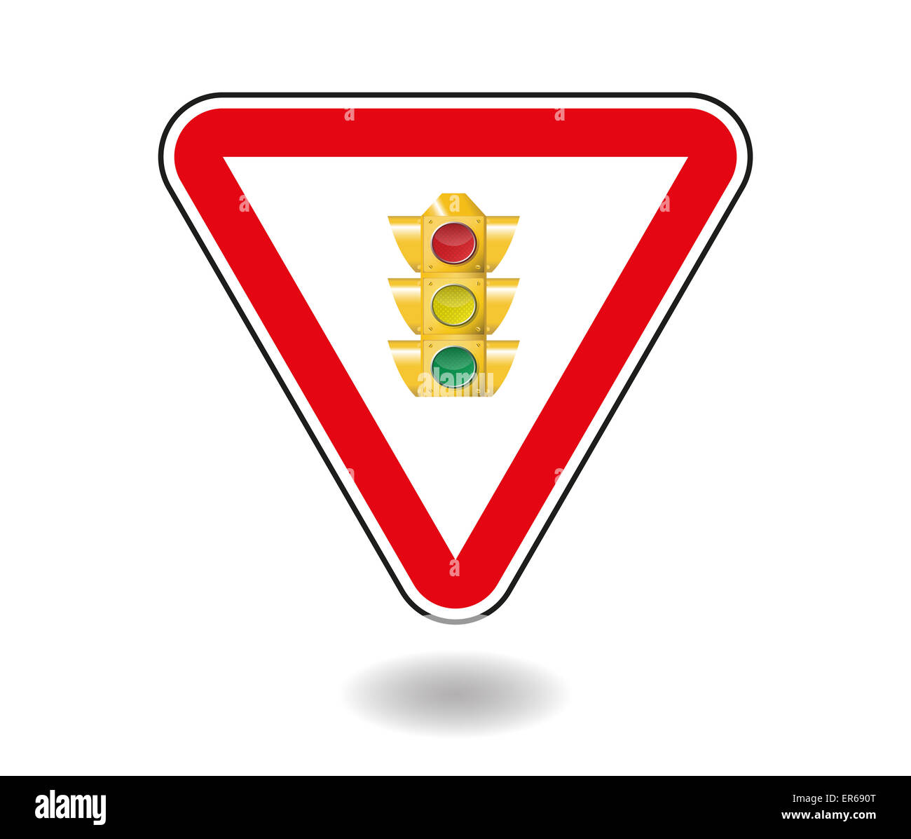 Triangle rouge. Signer une circulation légère. Vector illustration Banque D'Images