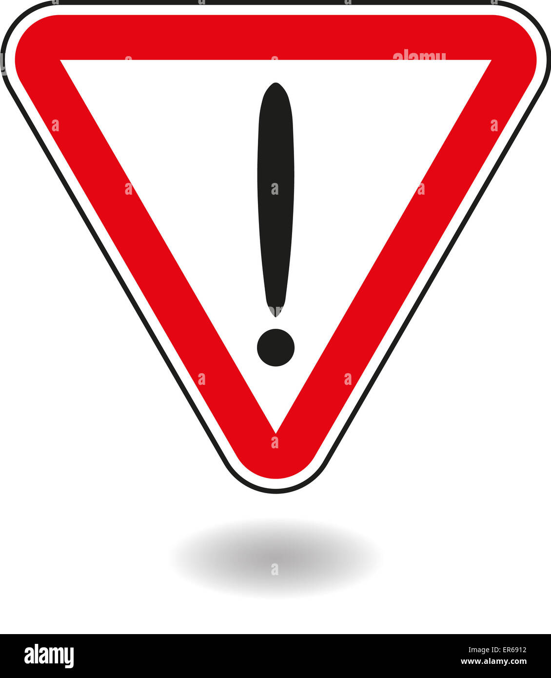 Signe d'exclamation dans un triangle rouge. Vector illustration Banque D'Images