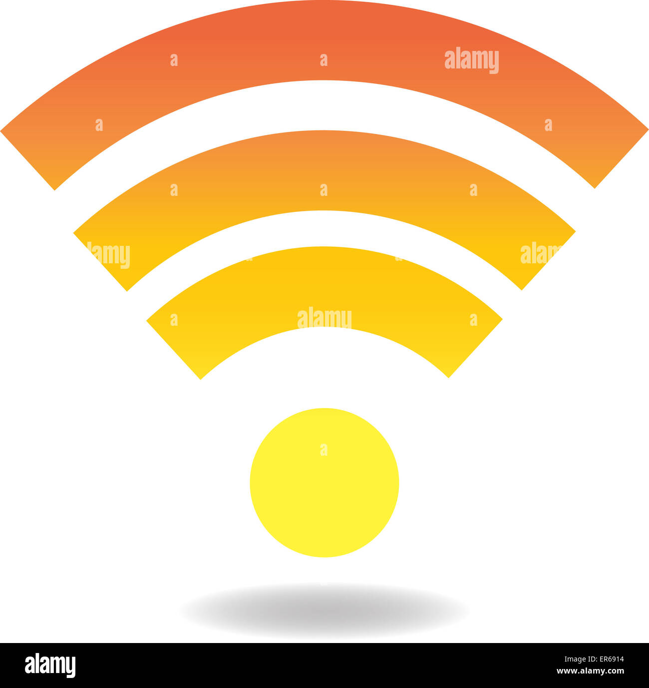 Inscrivez-Wi-fi-osolated orange jaune sur blanc. Vector illustration Banque D'Images