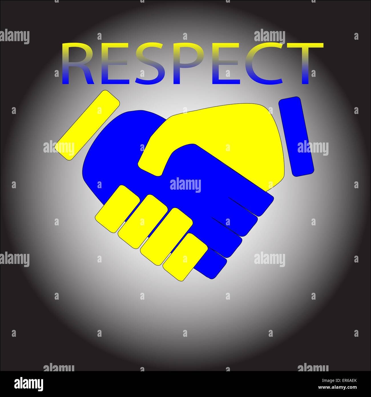 Le respect. Se serrer la main. Part et d'affaires, de l'accord de partenariat et de prise de contact, de réussite. Vector illustration Banque D'Images