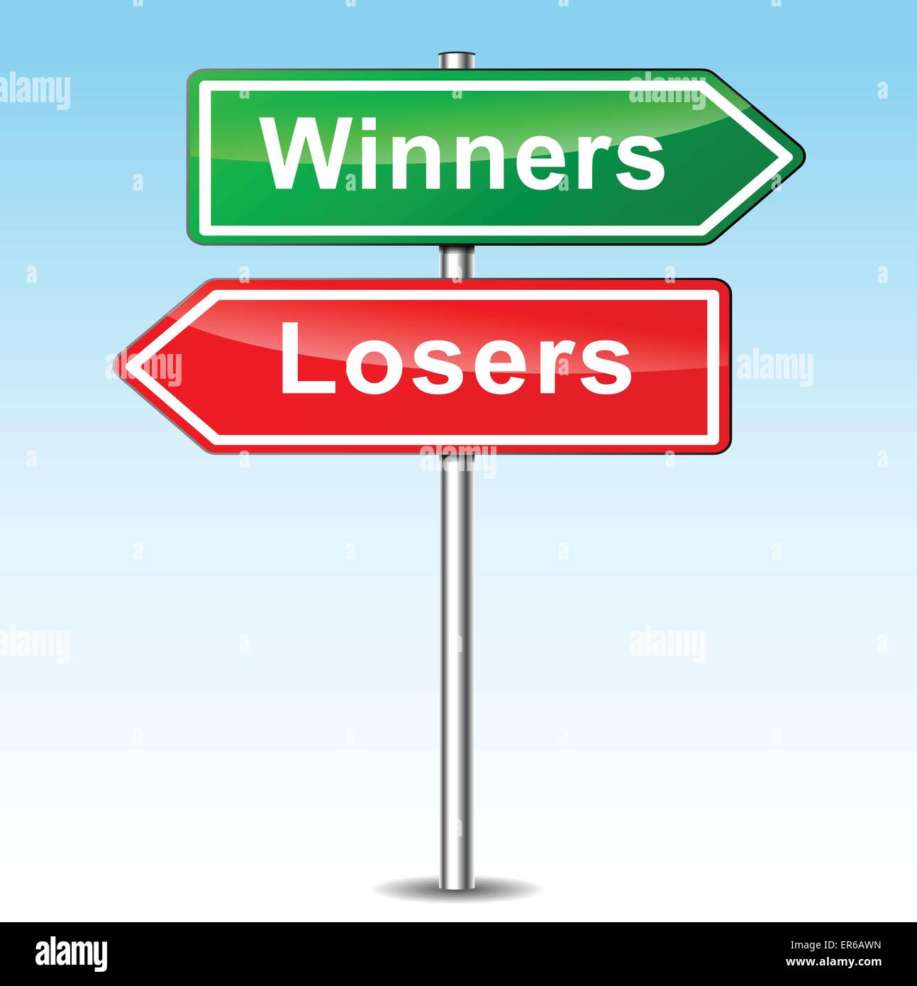 Vector illustration de gagnants et perdants signes sur fond de ciel Illustration de Vecteur